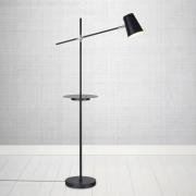 Linear gulvlampe med USB-ladestation, sort