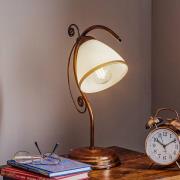 Bordlampe Roma, metal, glas, hvid, brun, højde 39 cm