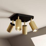 Loftlampe Eye Spot med 4 lyskilder, sort/messing