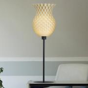 Bordlampe Flechtwerk, tragtformet, cremehvid