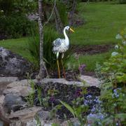 LED-solcellelampe Heron som en hejre figur