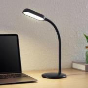 Prios LED genopladelig bordlampe Opira, sort, USB, touchdæmper