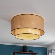 Big Boho loftlampe, rattan, beige/sort