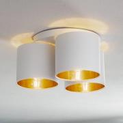 Soho loftslampe, cylindrisk, 3-lys hvid/guld