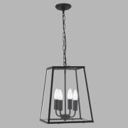 Lantern hængelampe, sort, 4 lyskilder