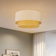 Loftlampe Boho, Ø 45 cm, creme-hvid/rattan