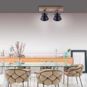 Samia loftlampe, 2 lyskilder, mangotræ, sort