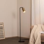 Gulvlampe Emek 4081, sort, skærm i antik guld