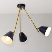 Triton loftlampe, sort og guld, 3 lyskilder