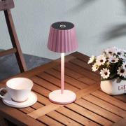 Lindby LED-batteridrevet bordlampe Esali, pink, metal, IP54