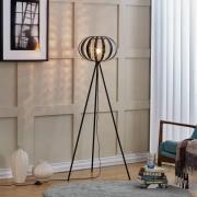 Lindby gulvlampe Tamira, sort, rattan, 143 cm høj, E27