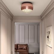 Lucande Elinara krystal-loftlampe, 5 lk., kobber