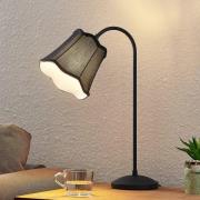 Lucande Binta stof-bordlampe, vintage, sort