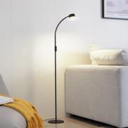 Lindby LED-gulvlampe Maori, sort, metal, CCT, dæmpbar