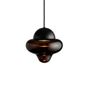 LED-hængelampe Nutty, brun/sort, Ø 18,5 cm, glas