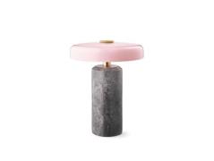 Trip LED genopladelig bordlampe, grå/rosa, marmor, glas, IP44