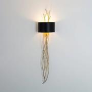 Elba lungo væglampe, guld/sort, højde 144 cm, jern