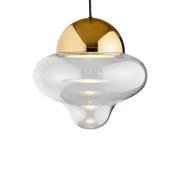 LED-hængelampe Nutty XL, klar/guldfarvet, Ø 30 cm, glas
