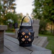 LED-lygte Flame Lantern, sort, højde 16 cm