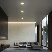 Plat LED-indbygningsspot, hvid, Ø 10 cm, 3.000K