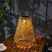 Lindby LED-solcellelampe Amaria, rattan, lys, Ø 27 cm