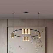 Hængelampe Genesis, aluminium, sort/guld, 10 x GU10, Ø 60 cm