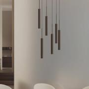 Audo hængelampe Tubulaire, 6 lyskilder, ring, bronze, aluminium