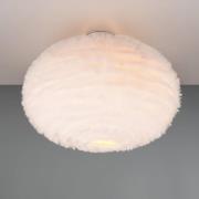 Pelset loftslampe, Ø 50 cm, sandfarvet, syntetisk plys