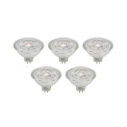 Prios LED-reflektor GU5.3 4.3W 345lm 36° klar 830 sæt med 5 stk