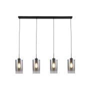 Ventotto hængelampe, sort/røget, længde 125 cm, 4-lys.