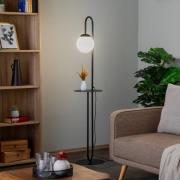 Gulvlampe Bari, sort, metal, glas