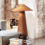 ferm LIVING gulvlampe Dou, rattan, jern, højde 131 cm