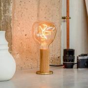 Tala bordlampe Knuckle, lampe i klart glas, eg