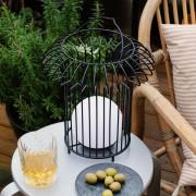 Dyberg Larsen LED-batteridrevet bordlampe Basket, sort, metal