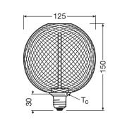 OSRAM Decor LED Straw Filament Globe E27 3,5W sort 1800K