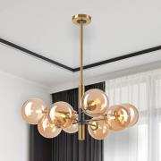 Loftlampe Natalia, 8 lyskilder, glas, guld