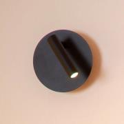 Genopladelig LED-vægspot Jolijn, sort, Ø 10,2 cm, magnet