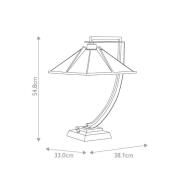 Pomeroy bordlampe, højde 55 cm, bronze, glas, stål