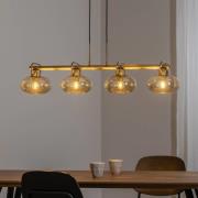 Rolan hængelampe, messingfarvet, længde 94 cm, 4 lyskilder, glas