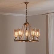 Lysekrone Jadina, guld antik, 5 lyskilder, Ø 62 cm metal/glas