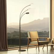 LED-gulvlampe Dent, sort, 185 cm, metal, CCT, 3 lyskilder.