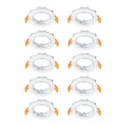 Prios forsænket loftlampe Fibur, hvid, zink, Ø 8,2 cm, 10 stk