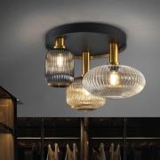 Norma loftlampe, Ø 56 cm, 3 lyskilder, sort/messing, glas