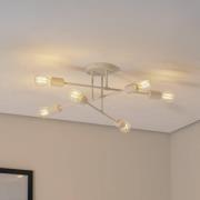 Cambridge loftlampe, 6 lyskilder, sandfarvet, metal