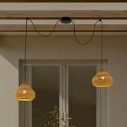 Lucande udendørs hængelampe Taniola, 2 lyskilder, beige, rattan, IP44