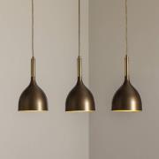 Hængelampe Noak 3 lyskilder, lang, titanium-guld/guld, stål