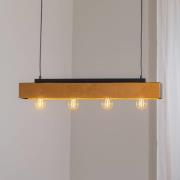 Loftlampe Miluza, sort/brun, længde 76 cm, træ, 4 lyskilder.