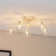 Loftlampe Prato, creme/klar, glas, 5 lyskilder