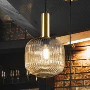 Norma hængelampe, Ø 20 cm, sort/amber, glas, E27