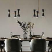 Stilnovo pendellampe Megafono, sort, længde 54 cm, 6 lyskilder.